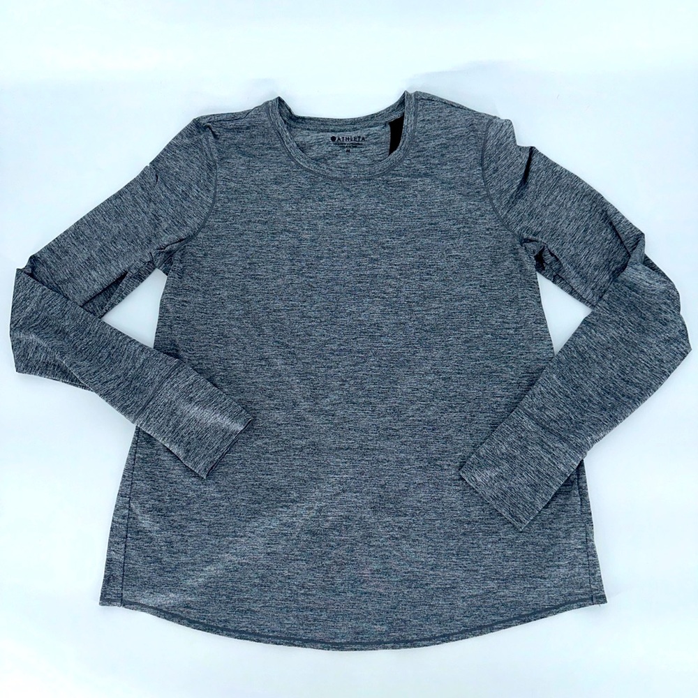 Athleta Womens Athletic Shirt Tulip Back With Thumbholes Grey Size Medium